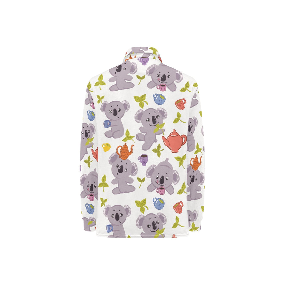 Cute koalas teapots tea Women's Long Sleeve Polo Shirt
