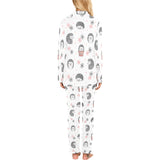 Hedgehog Pattern Print Design 02 Women's Long Pajama Set