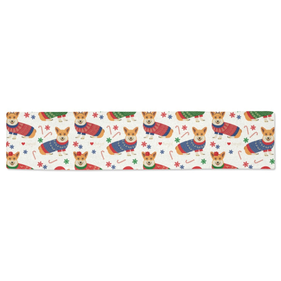 Corgi Christmas Pattern Table Runner