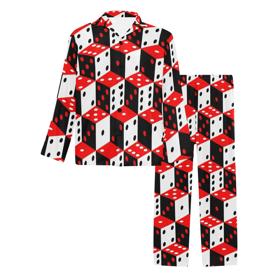 Dice Pattern Print Design 02 Men's Long Pajama Set