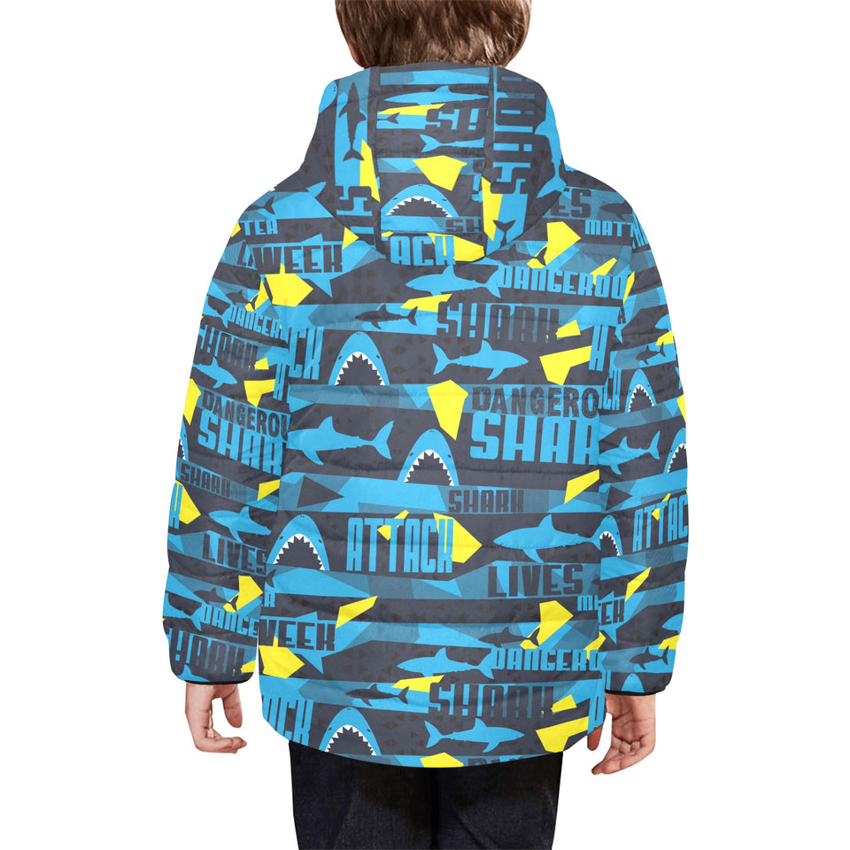 Shark dangerous Kids' Boys' Girls' Padded Hooded Jacket