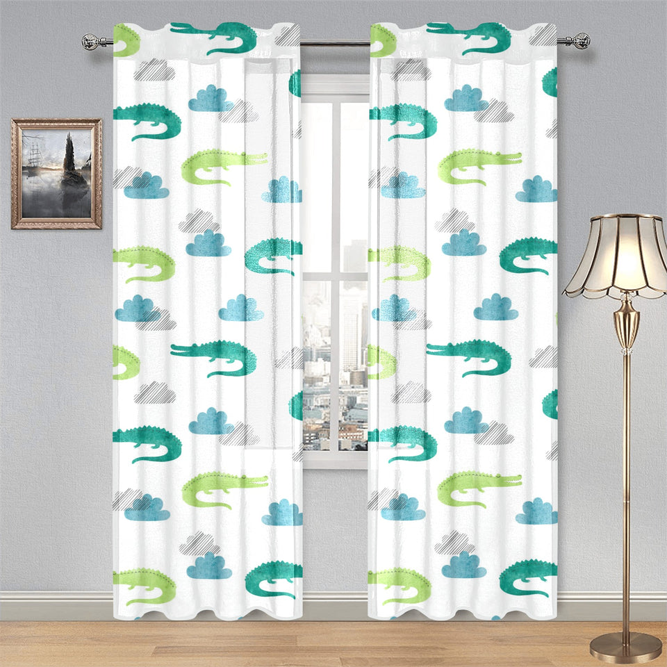 watercolor crocodile pattern Gauze Curtain