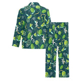Lime ice flower pattern Men's Long Pajama Set