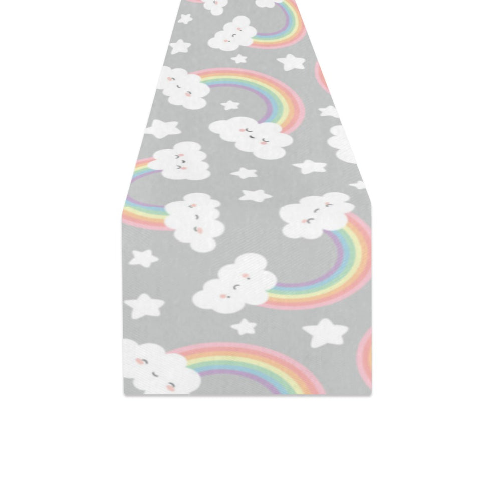 Cute rainbow clound star pattern Table Runner