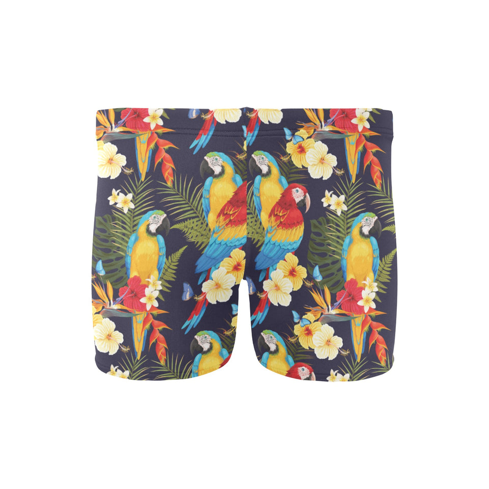 Colorful parrot flower pattern Men's Swimming Trunks