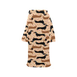 Dachshund floral background Blanket Robe with Sleeves