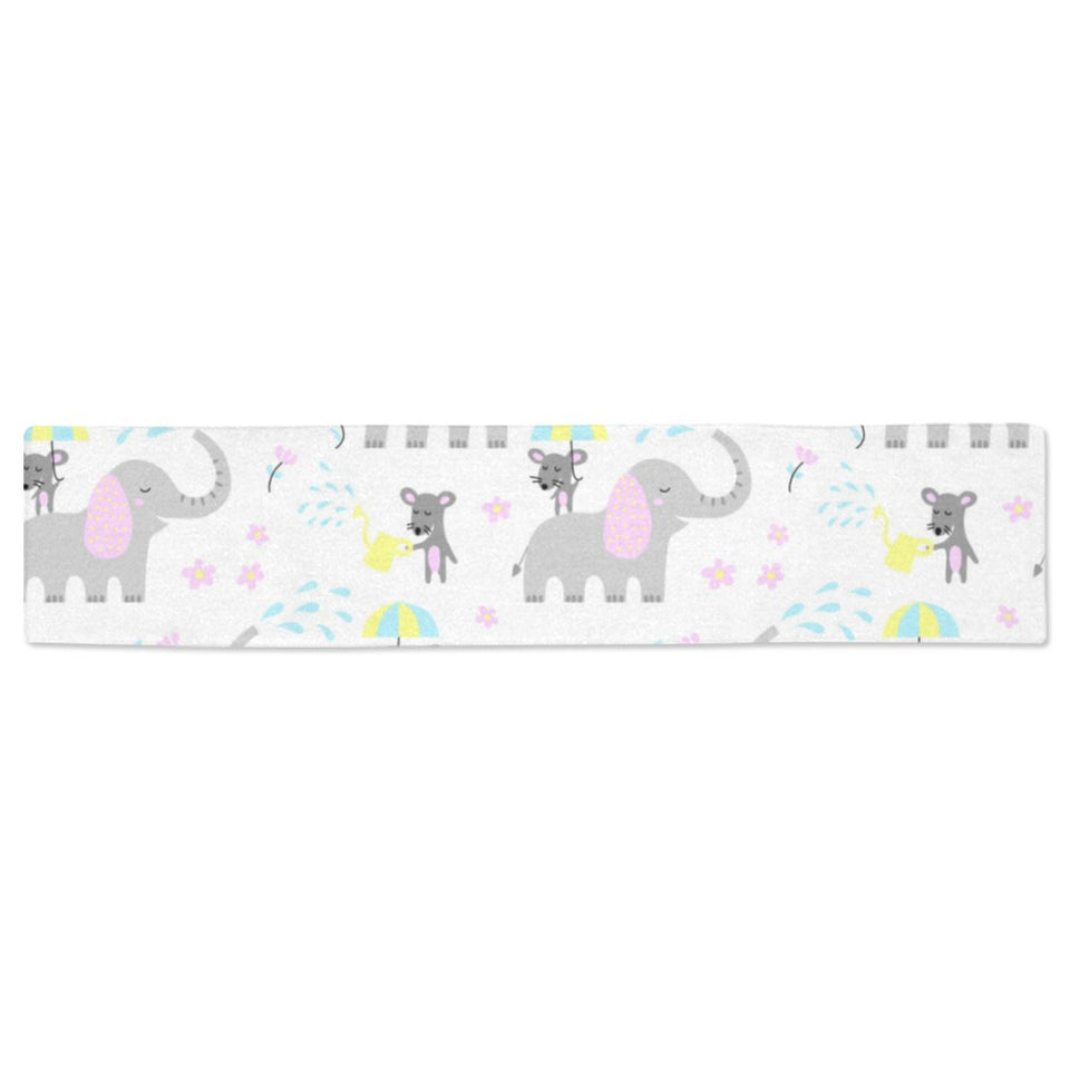 Cute elephant mouse pattern Table Runner