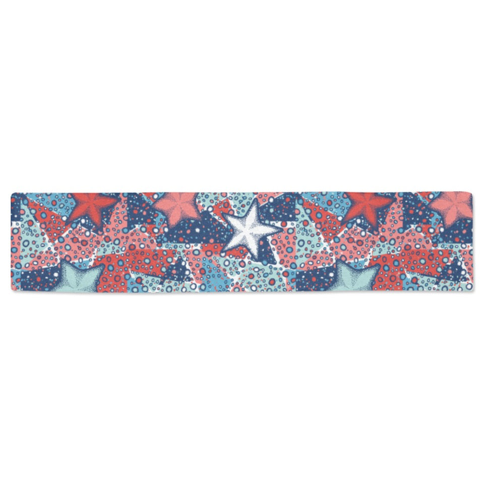 Hand drawn colorful starfish Table Runner