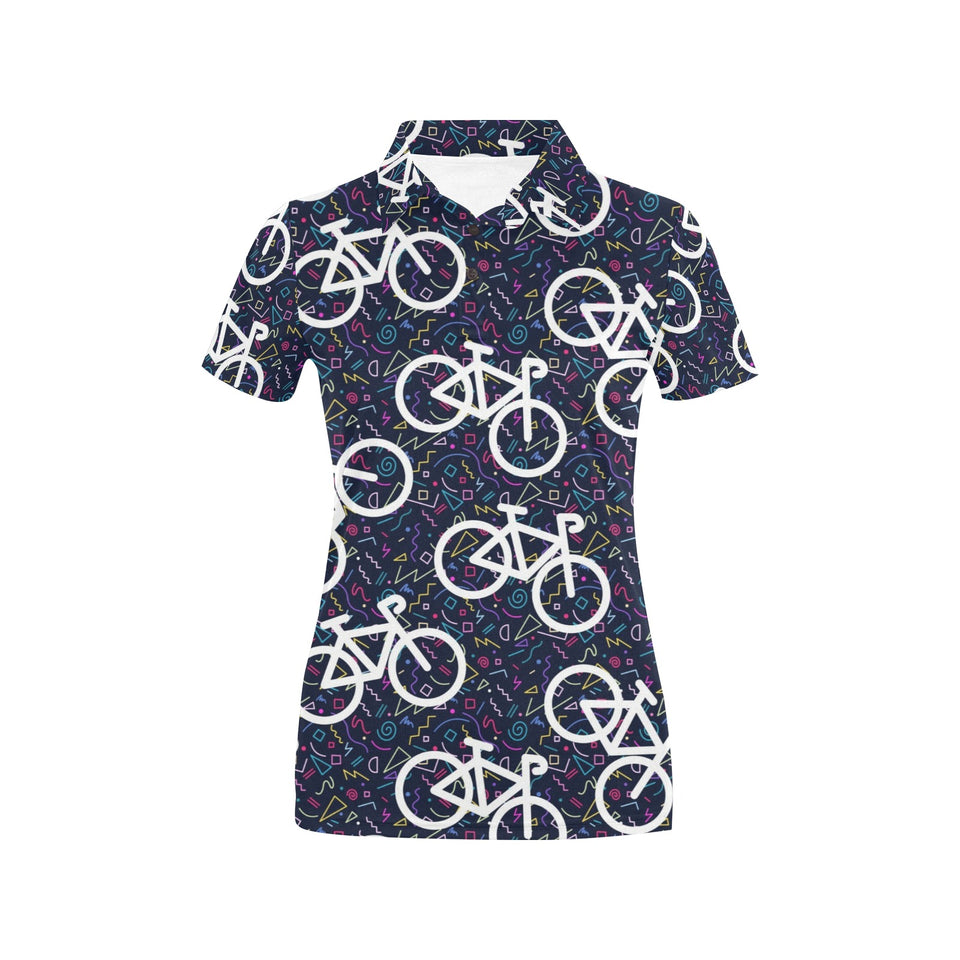 Bicycle Pattern Print Design 03 Women's All Over Print Polo Shirt