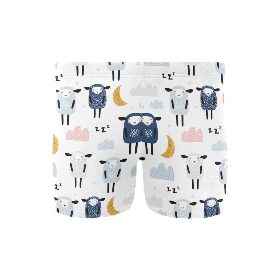 Cute sleeping sheep moon cloud pattern Men's Swimming Trunks