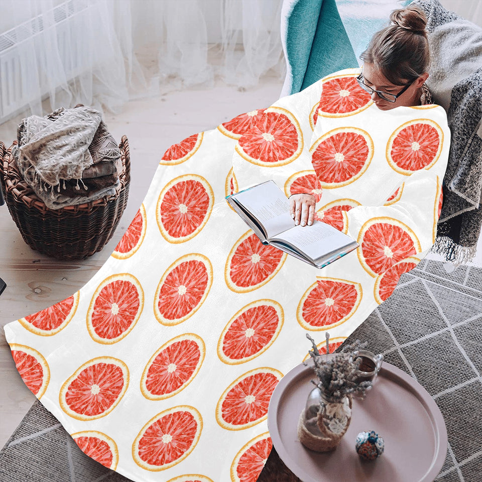 Grapefruit pattern Blanket Robe with Sleeves