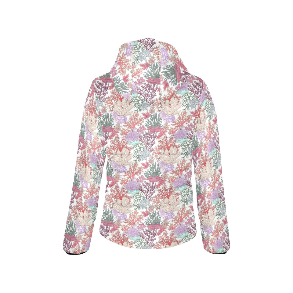 Coral Reef Pattern Print Design 03 Women's Padded Hooded Jacket