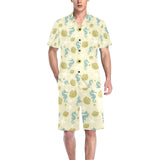 Seahorse shell starfish pattern background Men's V-Neck Short Pajama Set
