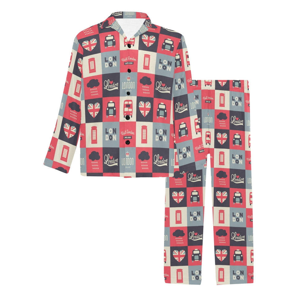 British Pattern Print Design 05 Men's Long Pajama Set