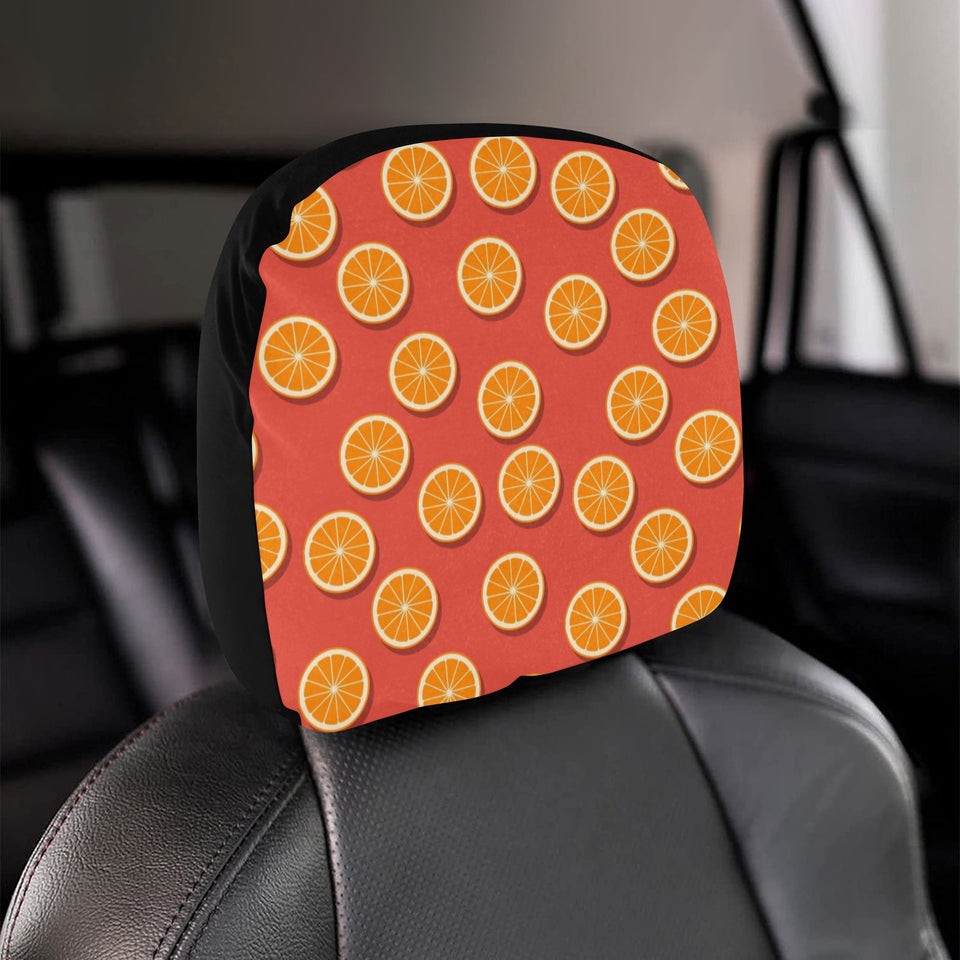 Oranges pattern red background Car Headrest Cover
