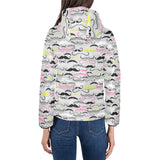 Mustache Beard Pattern Print Design 02 Women's Padded Hooded Jacket