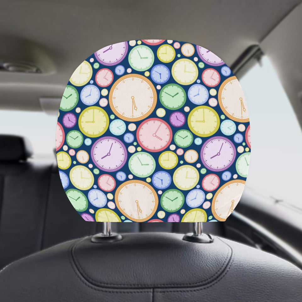 Colorful clock background Car Headrest Cover