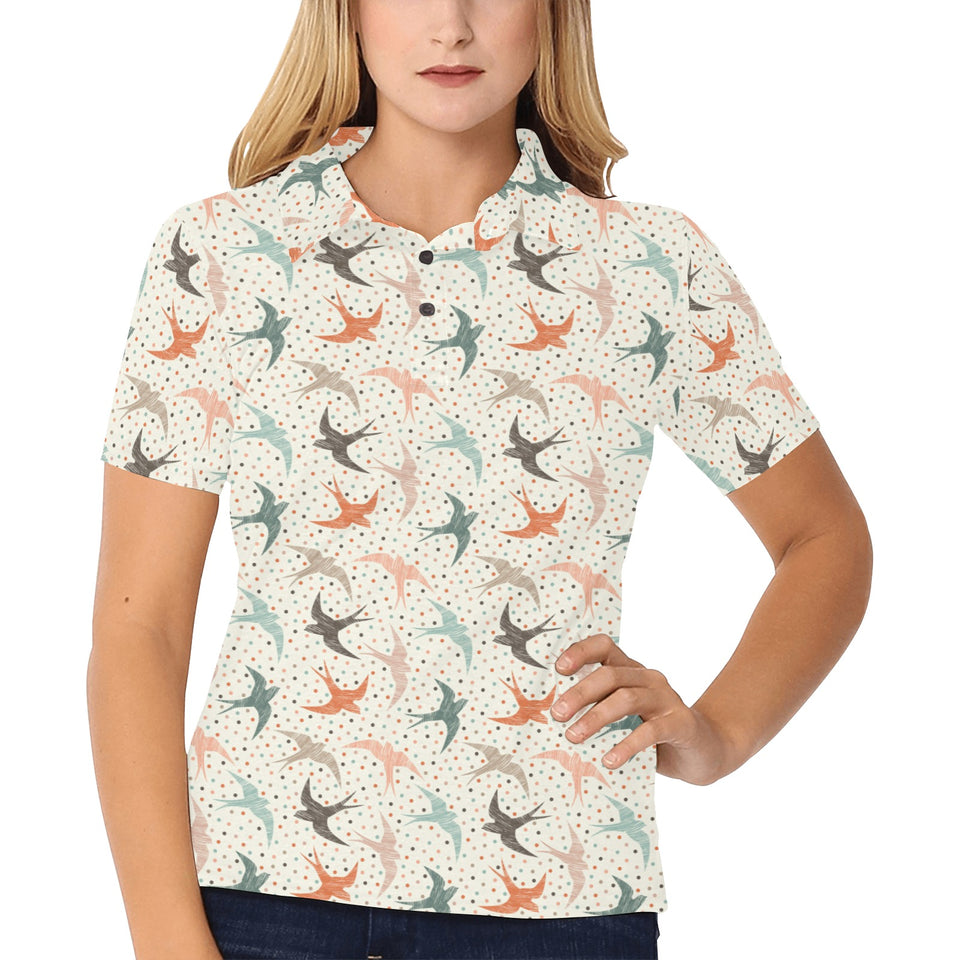 Swallow Pattern Print Design 02 Women's All Over Print Polo Shirt