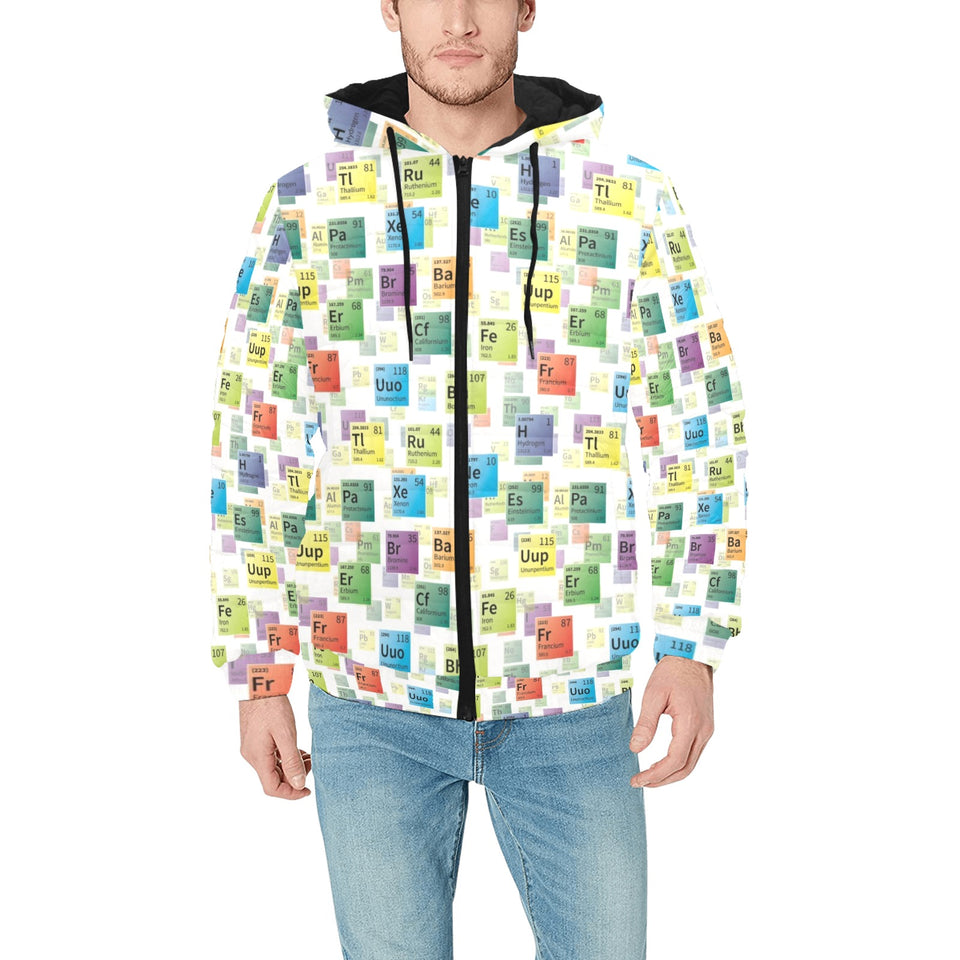Chemistry Periodic Table Pattern Print Design 05 Men's Padded Hooded Jacket