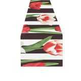 red and white tulips pattern Table Runner