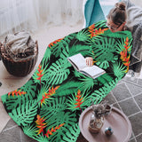 heliconia flower palm monstera leaves black backgr Blanket Robe with Sleeves