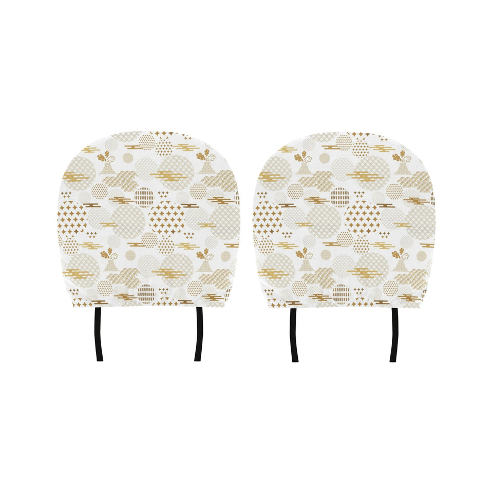 Beautiful gold japanese pattern Car Headrest Cover
