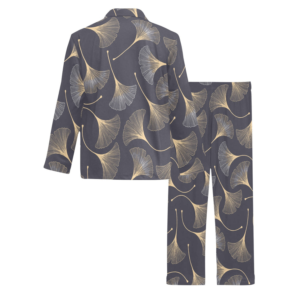 Gold ginkgo leaves Men's Long Pajama Set