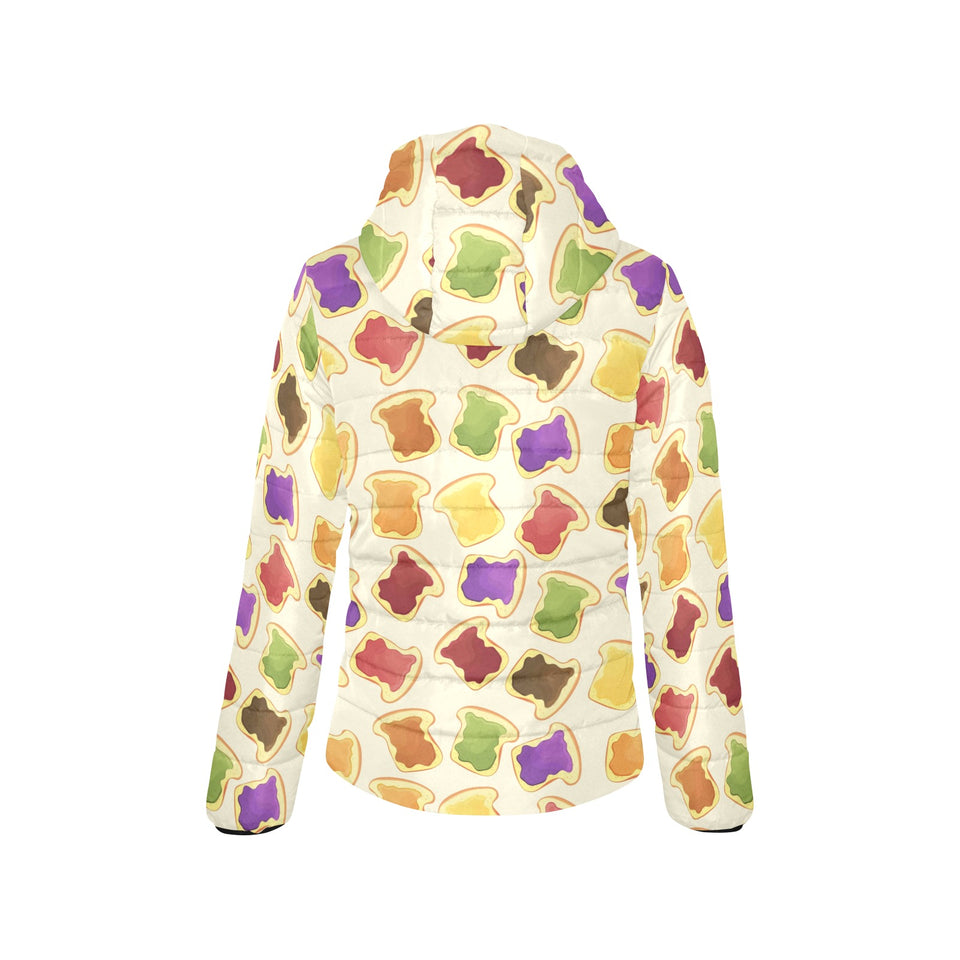 Bread Toast Pattern Print Design 02 Women's Padded Hooded Jacket