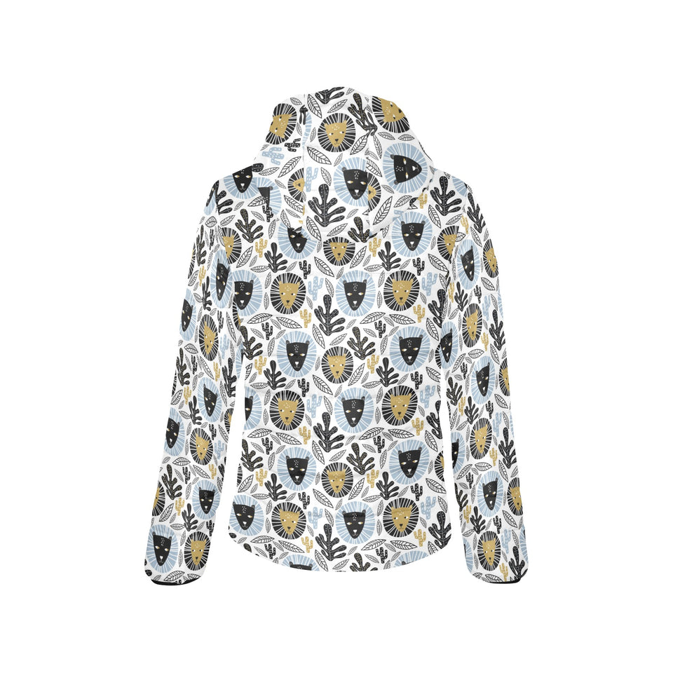 Lion Pattern Print Design 05 Women's Padded Hooded Jacket