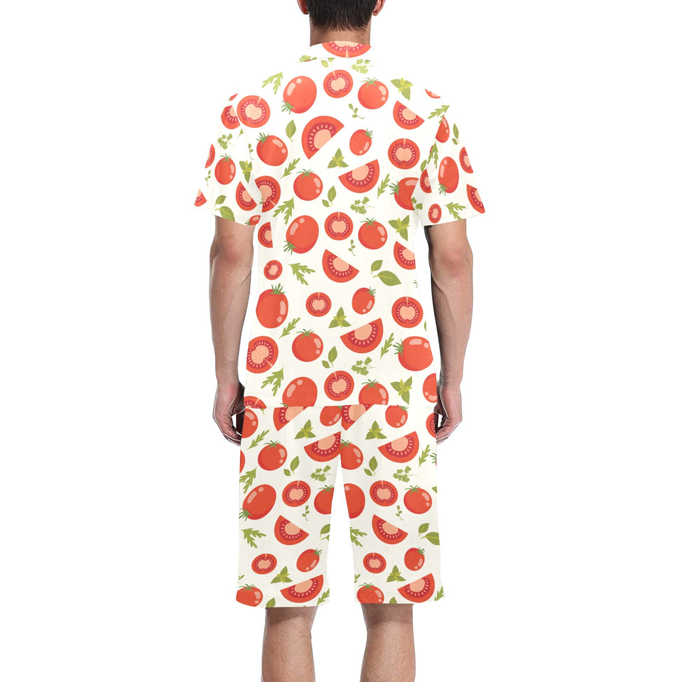 Tomato pattern Men's V-Neck Short Pajama Set