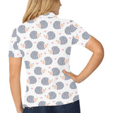 Hedgehog Pattern Print Design 04 Women's All Over Print Polo Shirt
