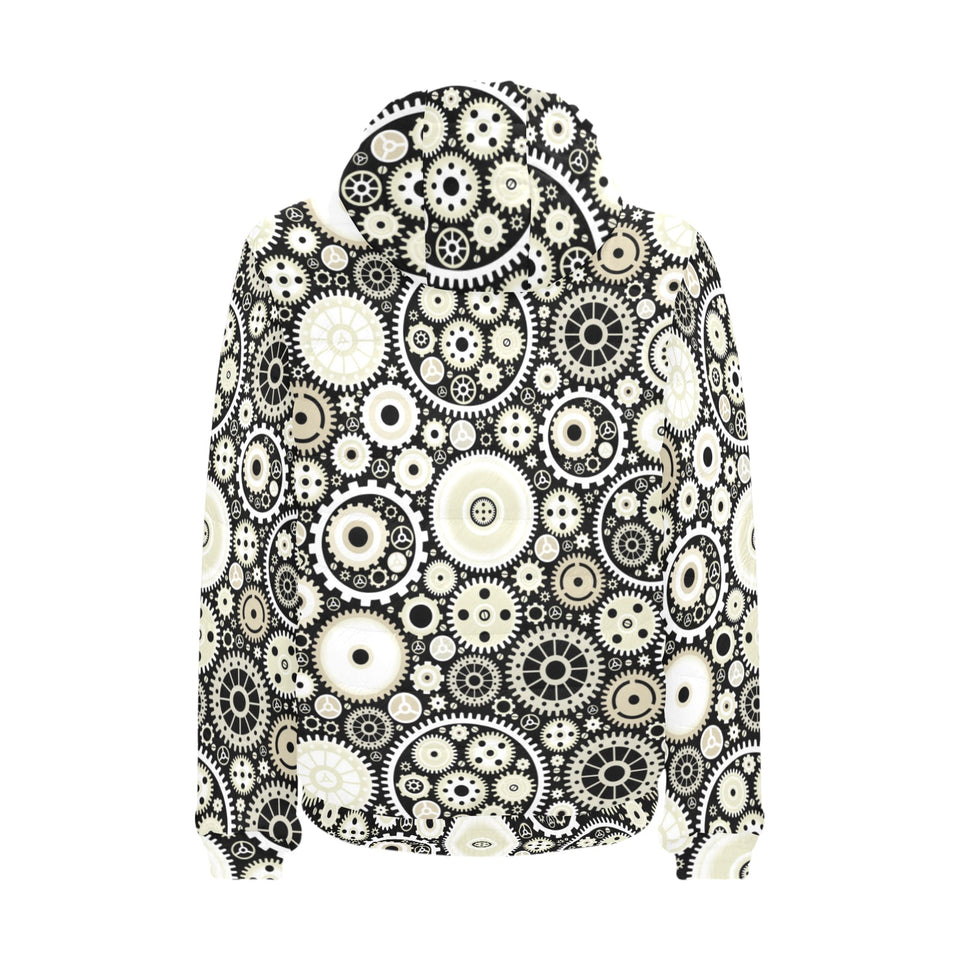 Gear Pattern Print Design 02 Men's Padded Hooded Jacket