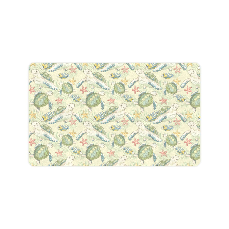 Hand drawn sea turtle fish pattern Doormat