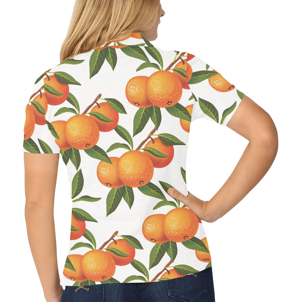 Oranges pattern background Women's All Over Print Polo Shirt