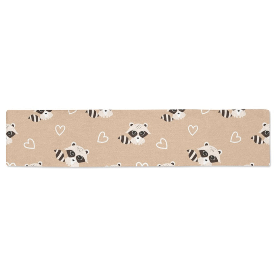 Cute raccoon heart pattern Table Runner