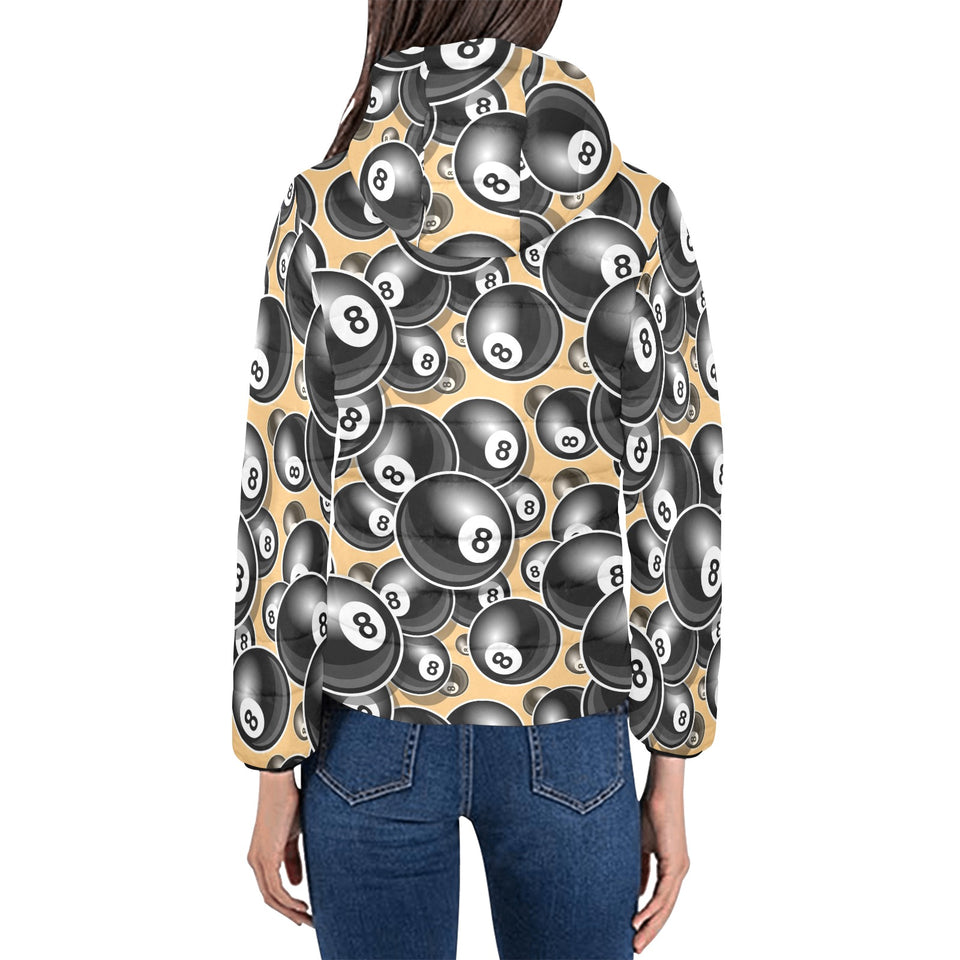 Billiard Ball Pattern Print Design 04 Women's Padded Hooded Jacket