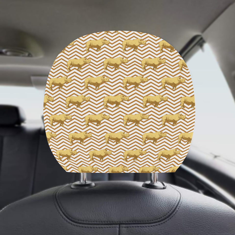 Rhino yellow theme pattern Car Headrest Cover