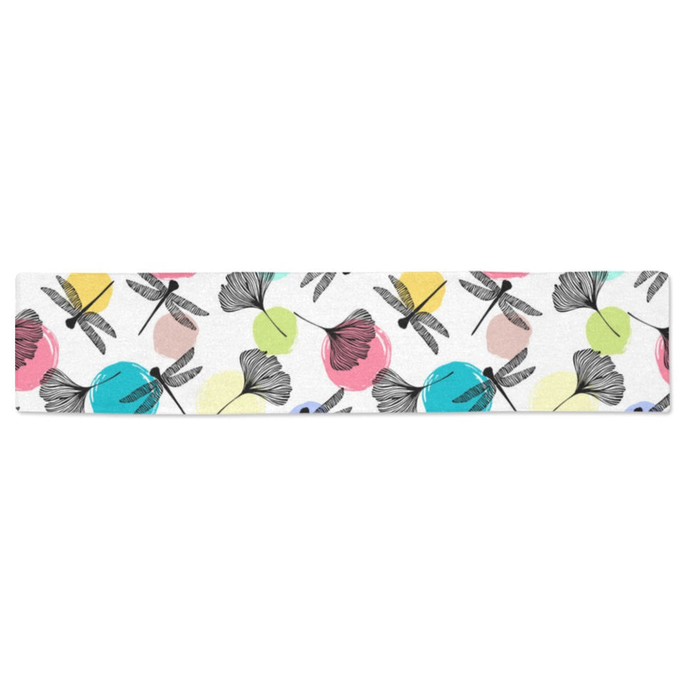 Dragonflies ginkgo leaves pattern Table Runner