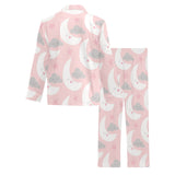 Cute moon cloud star pattern pink dot background Men's Long Pajama Set