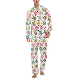 Color cute owl pattern Men's Long Pajama Set