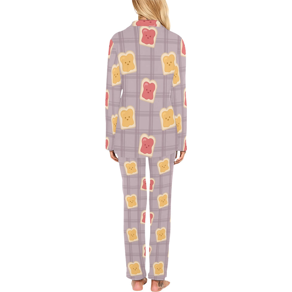 Bread Toast Pattern Print Design 05 Women's Long Pajama Set