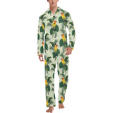 Beautiful parrot palm leaves pattern Men's Long Pajama Set