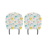 Cute elephants palm tree flower butterfly pattern Car Headrest Cover