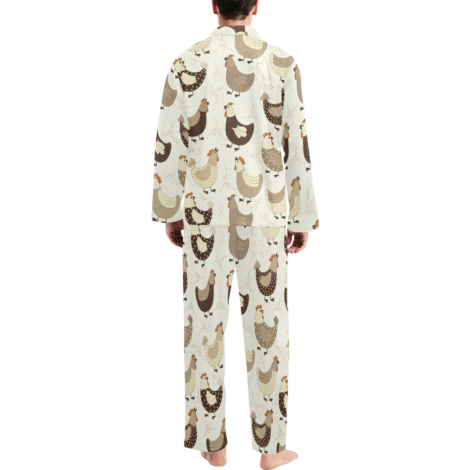 Cute rooster chicken cock Men's Long Pajama Set