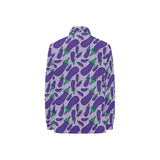 Eggplant Pattern Print Design 03 Women's Long Sleeve Polo Shirt