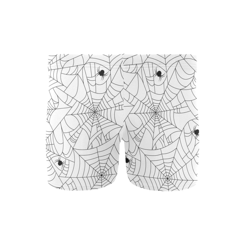 Spider web cobweb pattern white background Men's Swimming Trunks