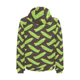 Green Peas Pattern Print Design 05 Men's Padded Hooded Jacket