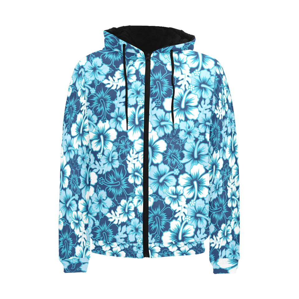 Hibiscus Pattern Print Design 03 Men's Padded Hooded Jacket