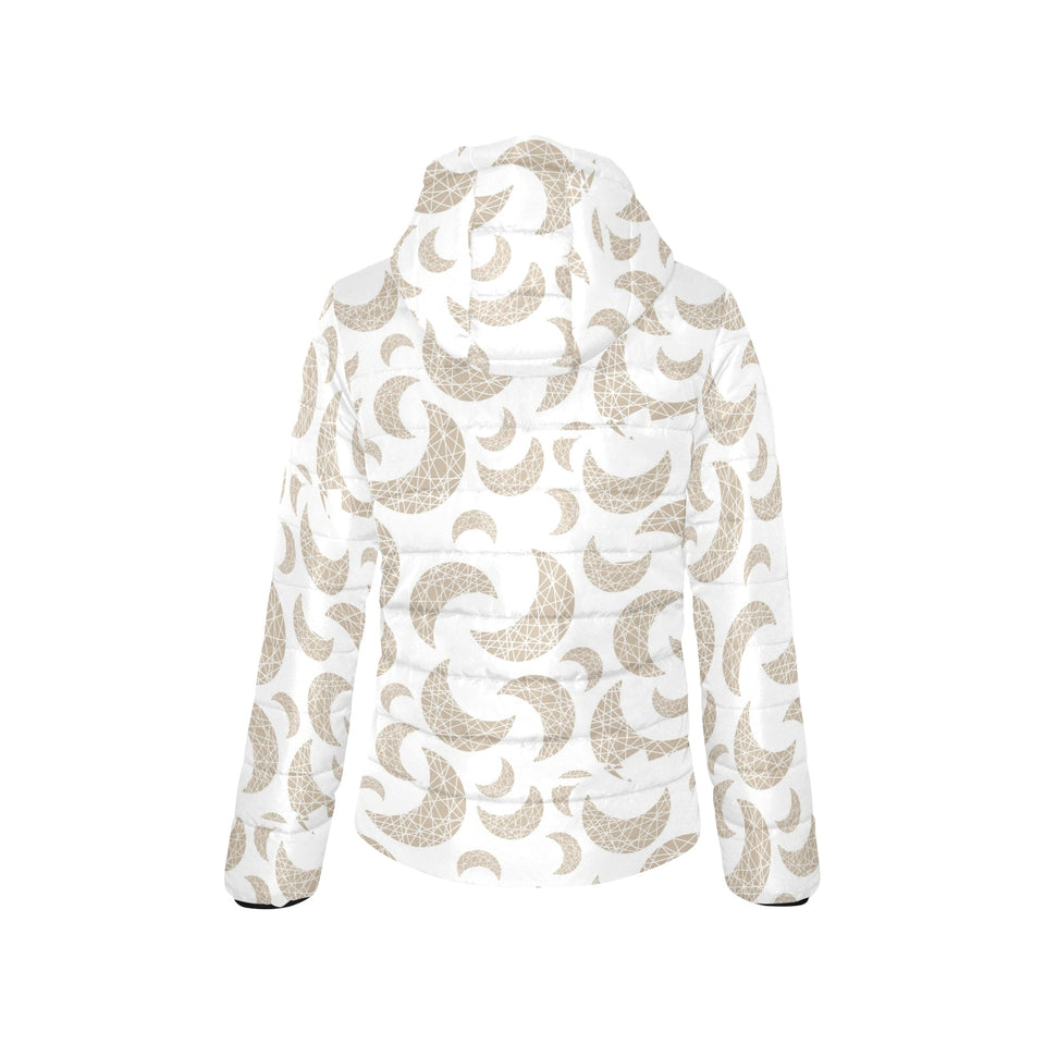 Cool gold moon abstract pattern Women's Padded Hooded Jacket