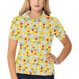Yorkshire Terrier Pattern Print Design 05 Women's All Over Print Polo Shirt